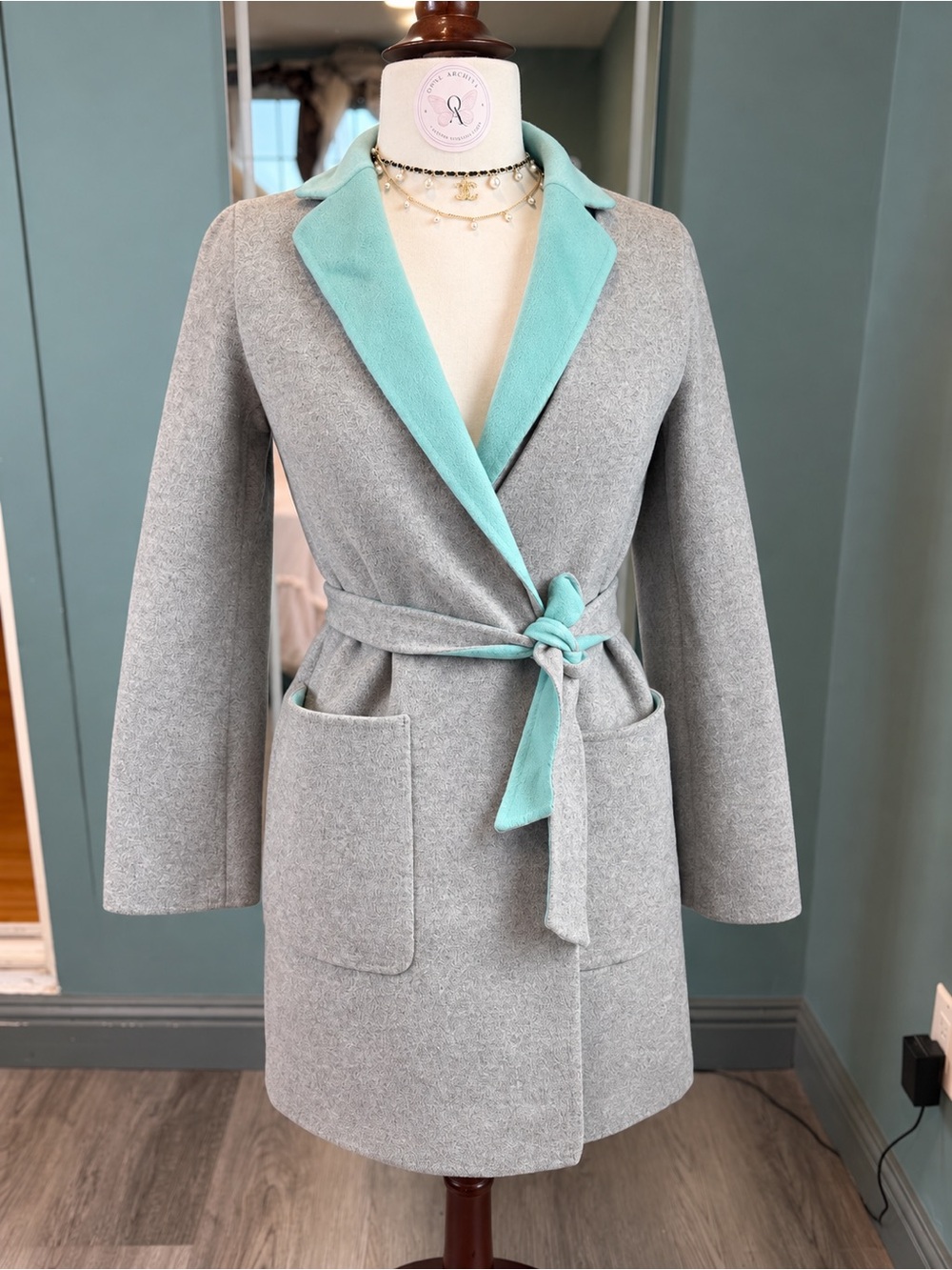 MaxMara Studio Cashmere Silk Virgin Wool Belted Wrap Coat XS